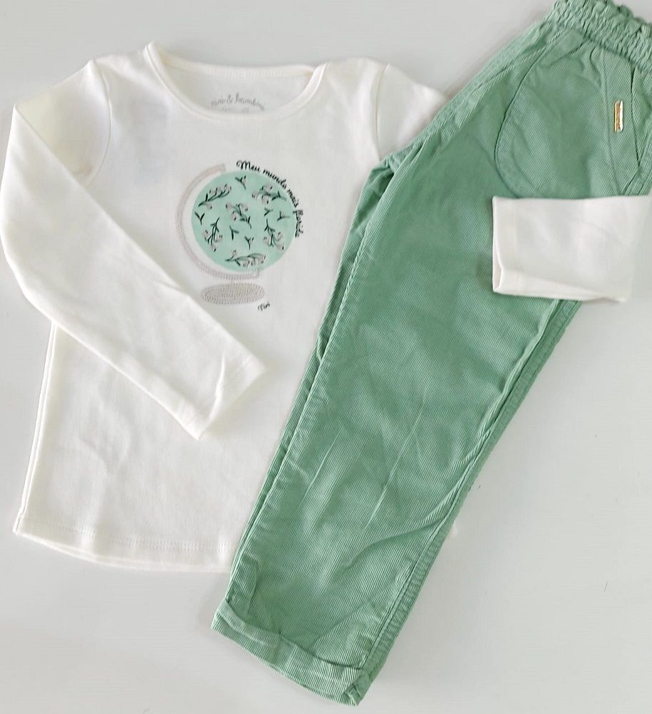 CONJUNTO BLUSA MANGA LONGA E CALCA COTEÇE NINI E BAMBINI