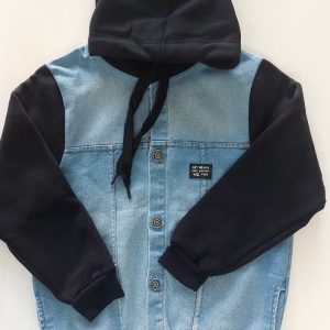 JAQUETA JEANS MASC MANGA MOLETOM