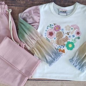 CJ BLUSA ML ESQUILO E CALCA WIDE LEG KUKIE