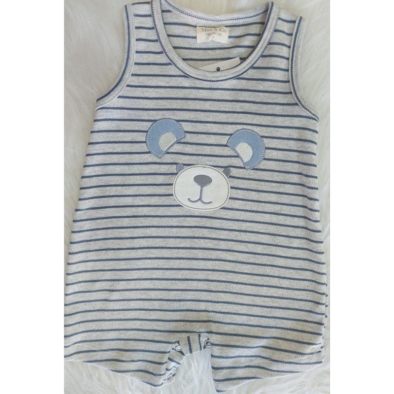 MACACAO CURTO REGATA LISTRADO APLIQUE URSO MINI & CO