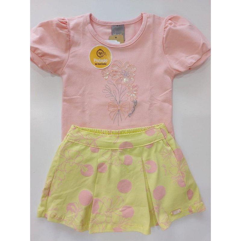 BRANDILI CONJUNTO  BLUSA RAMALHETE E SHORTS SAIA