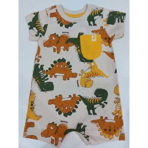 MACAQUINHO CURTO COM BOLSO ESTAMPA DINOSSAUROS QUIMBY