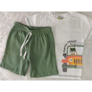 CONJUNTO CAMISETA MANGA CURTA COM ESTAMPA E BERMUDA JACA LELE
