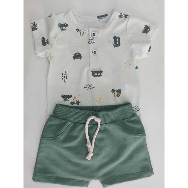 CONJUNTO BODY COM PEITILHO COMBI E BERMUDA NINI & BAMBINI