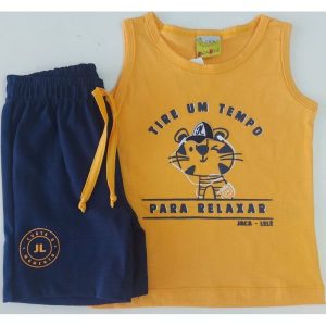 CONJUNTO INFANTIL CAMISETA REGATA COM ESTAMPA E BERMUDA JACA LELE