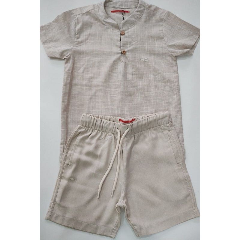 CONJUNTO BATA MANGA CURTA VERANO CHAMBRAY E BERMUDA LINHO FBR