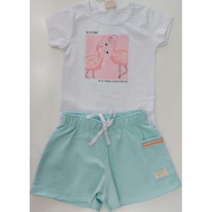 36072 6-14 LANFEL CJ BLUSA MC FLAMINGOS/SHORTS