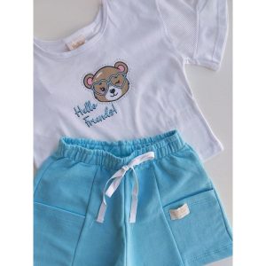 36073 4-8 LANFEL CJ BLUSA MC HELLO FRIENDS/SHORTS 6